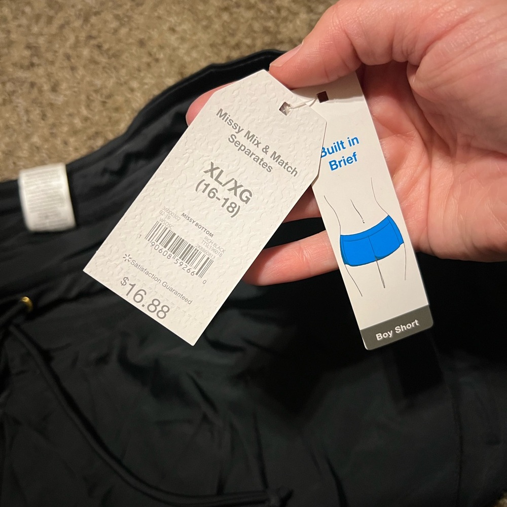 Women’s Black Swim Shorts with Drawstring - Picture 4 of 5